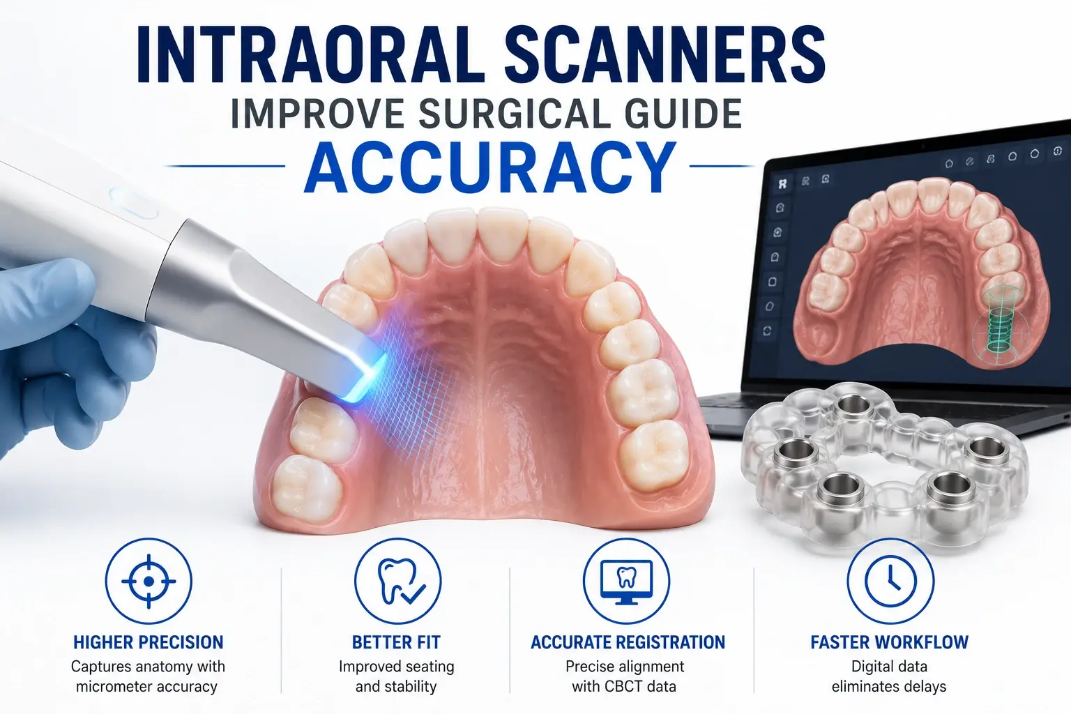 Intraoral scanners improving surgical guide accuracy in digital dental implant workflow