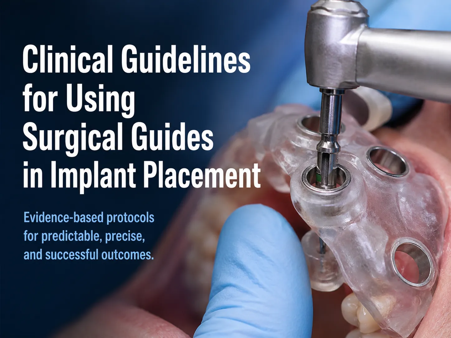 3D printed dental implant surgical guide workflow showing CBCT imaging, digital implant planning, precision guide manufacturing, and accurate guided implant placement.