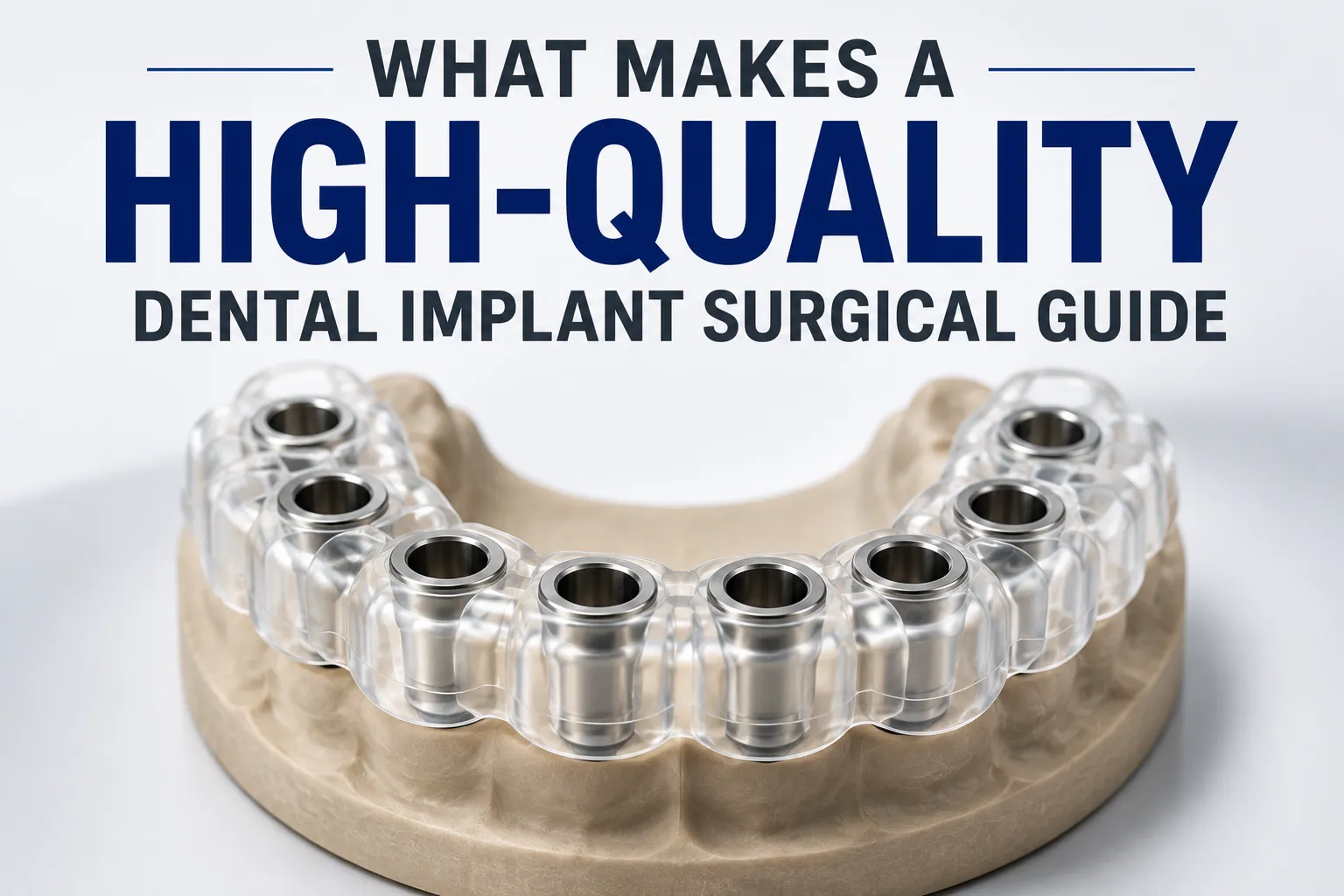 High-quality dental implant surgical guide with precision metal sleeves designed for accurate and predictable guided implant placement.